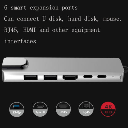 Док-станция 6-в-1 USB3.1 Type-C на HDMI+RJ45 для Nintendo Type-C