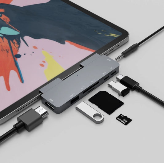 Многофункциональный удлинитель-концентратор 300A 7 в 1 USB3.0 x1 + HDMI x1 + PD Port x1 + Type-C x1 + SD/TF + 3,5 мм Port x1 для iPad Pro