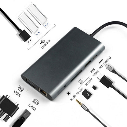 Многофункциональная док-станция 10-в-1 Type-C с быстрой зарядкой PD