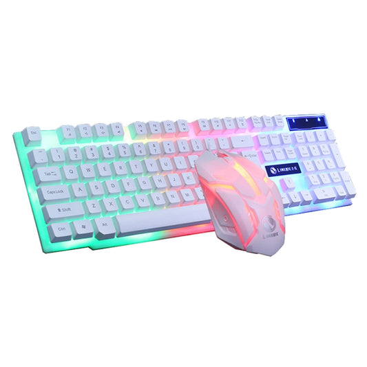 LIMEIDE GTX300 1600DPI 104 Keys USB Rainbow Suspended Backlight Wired Luminous Keyboard and Mouse Set, Cable Length: 1.4m
