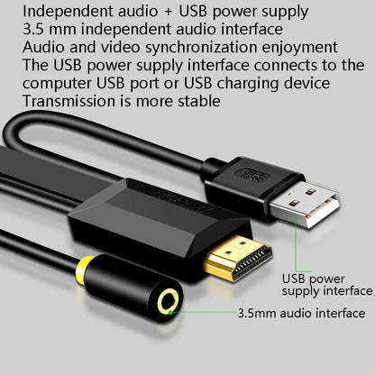 JH HV10 1080P HDMI to VGA Cable Projector TV Box Computer Notebook Industrial Display Adapter Cable
