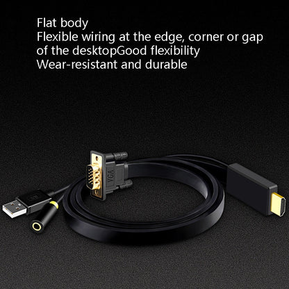 JH HV10 1080P HDMI to VGA Cable Projector TV Box Computer Notebook Industrial Display Adapter Cable