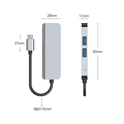 3 vienā USB-C / C tipa uz 4K HDMI + 2 USB 3.0 porti Daudzfunkcionāla centrmezgla dokstacija