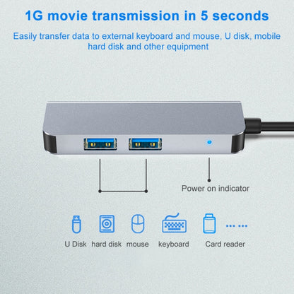 3 vienā USB-C / C tipa uz 4K HDMI + 2 USB 3.0 porti Daudzfunkcionāla centrmezgla dokstacija