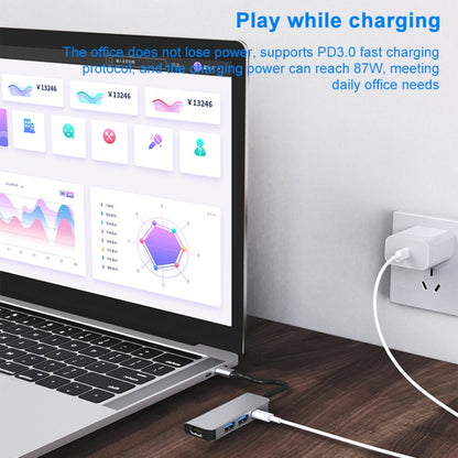3 vienā USB-C / C tipa uz 4K HDMI + 2 USB 3.0 porti Daudzfunkcionāla centrmezgla dokstacija