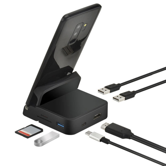 7 в 1 USB-C/Type-C на 2 USB 2.0 + USB 3.0 + 4K HDMI + слот для карт SD/TF + PD Порты зарядки USB-C/Type-C Многофункциональная док-станция-концентратор с держателем