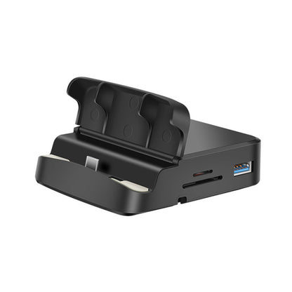 7 vienā USB-C / C tipa uz 2 USB 2.0 + USB 3.0 + 4K HDMI + SD / TF kartes slots + PD USB-C / C tipa uzlādes porti Daudzfunkcionāla centrmezgla dokstacija ar turētāju