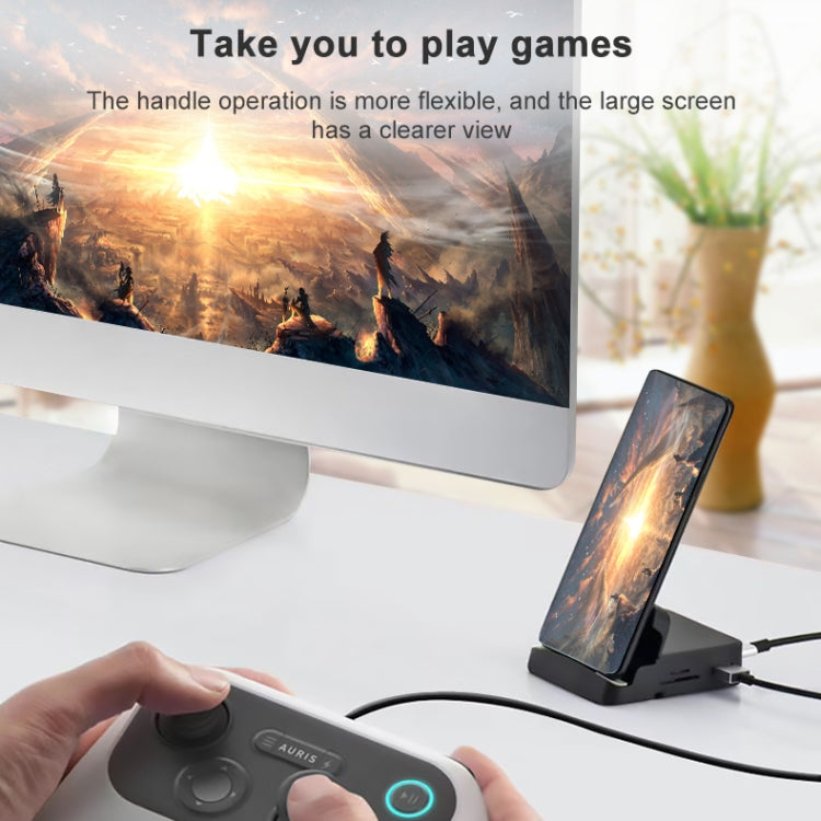 7 vienā USB-C / C tipa uz 2 USB 2.0 + USB 3.0 + 4K HDMI + SD / TF kartes slots + PD USB-C / C tipa uzlādes porti Daudzfunkcionāla centrmezgla dokstacija ar turētāju