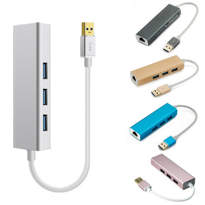 YH-U1009 3 x USB 3.0 + RJ45 - USB 3.0 внешний концентратор без дисков для ноутбуков, случайный цвет поставки