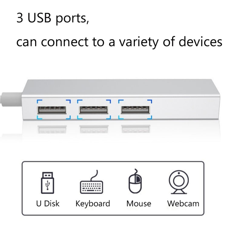 YH-U1009 3 x USB 3.0 + RJ45 - USB 3.0 внешний концентратор без дисков для ноутбуков, случайный цвет поставки