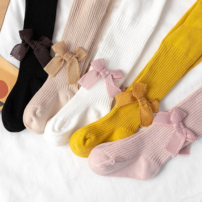 Spring And Autumn Girl Tights Bow Baby Knit Pantyhose Size: