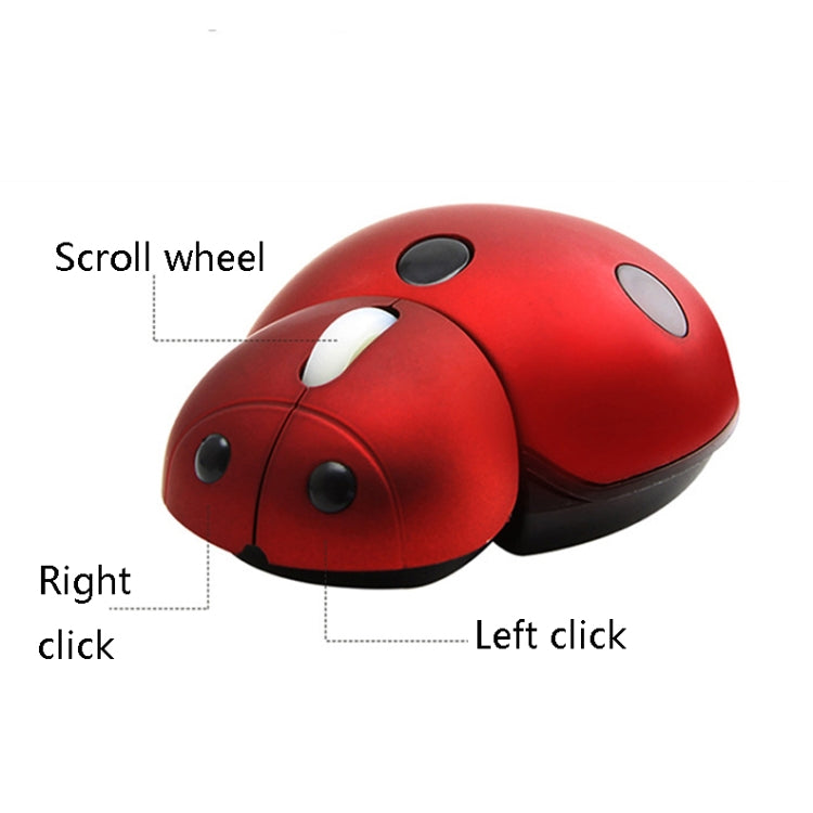 CM0184 3000 DPI 3-keys Mini Ladybug 2.4G Wireless Mouse Personalized Wireless Mouse, Red, Blue