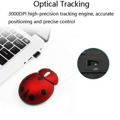 CM0184 3000 DPI 3-keys Mini Ladybug 2.4G Wireless Mouse Personalized Wireless Mouse, Red, Blue