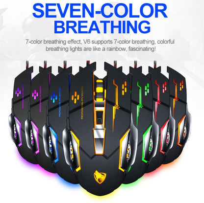 T-WOLF V6 USB Interface 6-Buttons 3200 DPI Wired Mouse Gaming Mechanical Macro Programming 7-Color Luminous Gaming Mouse, Cable Length: 1.5m