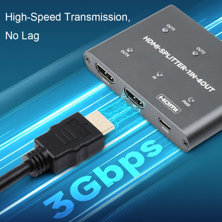 Разветвитель HDMI Waveshare 23738 4K, 1 вход 4 выхода, общий доступ к одному источнику HDMI