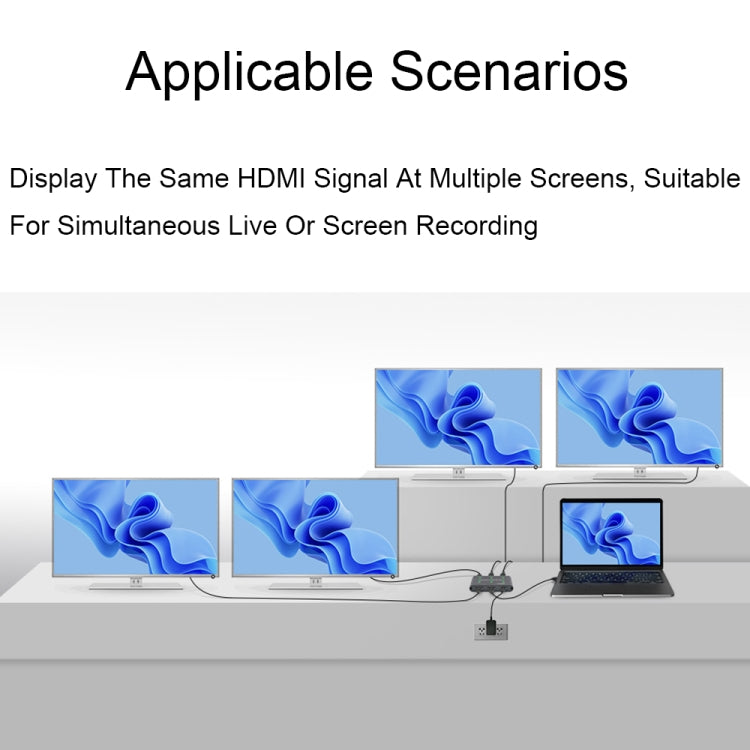 Разветвитель HDMI Waveshare 23738 4K, 1 вход 4 выхода, общий доступ к одному источнику HDMI