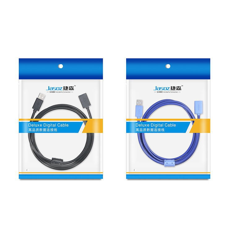Jasoz USB Male to Female Oxygen-Free Copper Core Extension Data Cable, Colour: Black 0.5m