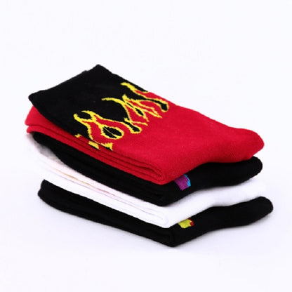 Men Fashion Street Hip Hop Skateboard Tube Cotton Socks Flame Socks