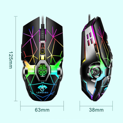 LEAVEN 7 Keys 4000DPI USB Wired Computer Office Luminous RGB Mechanical Gaming Mouse, Cabel Length:1.5m