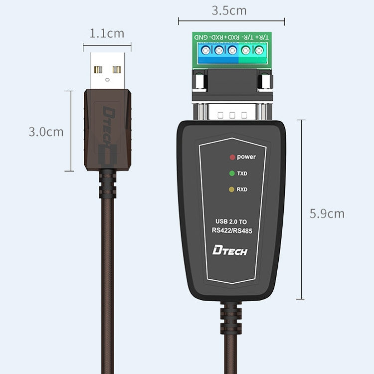 Кабель-переходник DTECH DT-5019 USB - RS485 / RS422, чип FT232, длина: