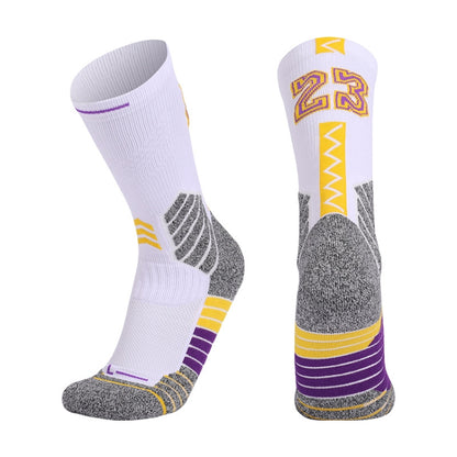 Men Terry Non-Slip Mid-Tube Sports Socks Basketball Socks