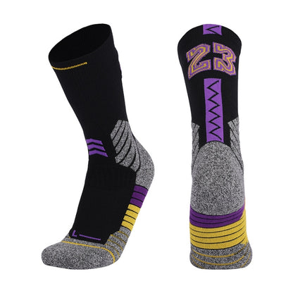 Men Terry Non-Slip Mid-Tube Sports Socks Basketball Socks