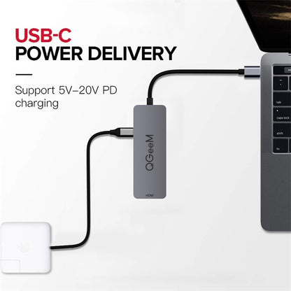 QGeeM UH04-1 4 In 1 USB 3.0 Multifunction Type-C Extension HUB Adapter