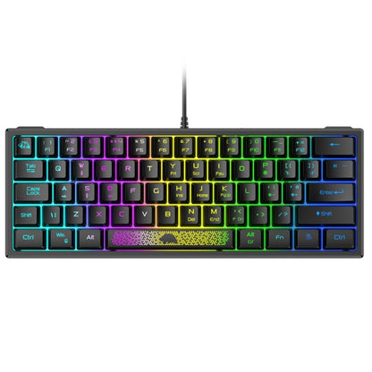 Проводная мини-клавиатура ZIYOU LANG K61 с 62 клавишами и RGB-подсветкой. Длина кабеля: 1,5 м.