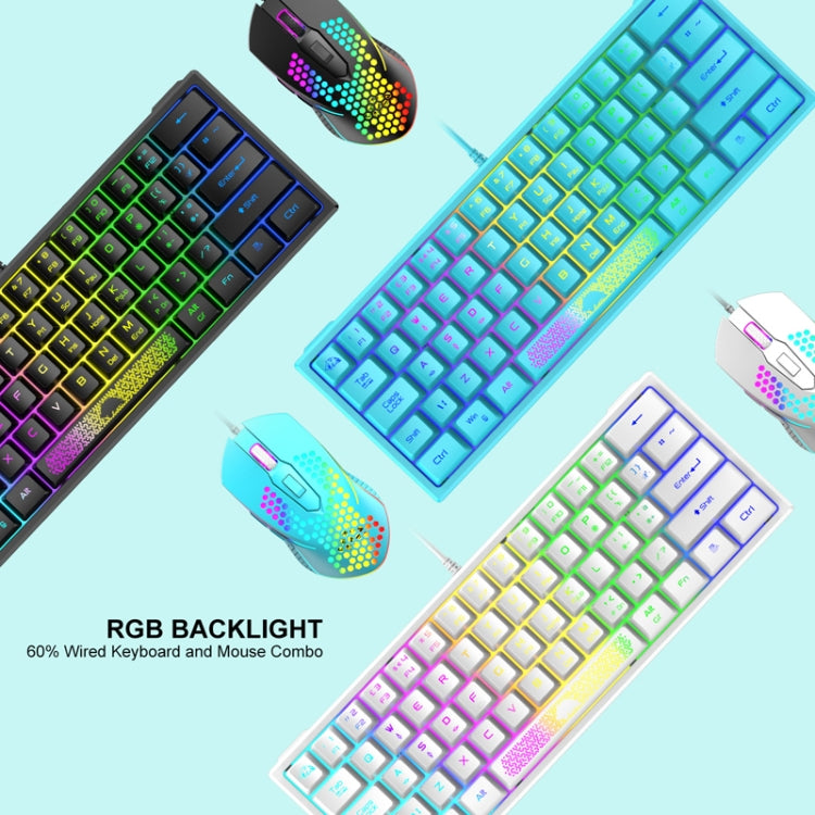 Проводная мини-клавиатура ZIYOU LANG K61 с 62 клавишами и RGB-подсветкой. Длина кабеля: 1,5 м.
