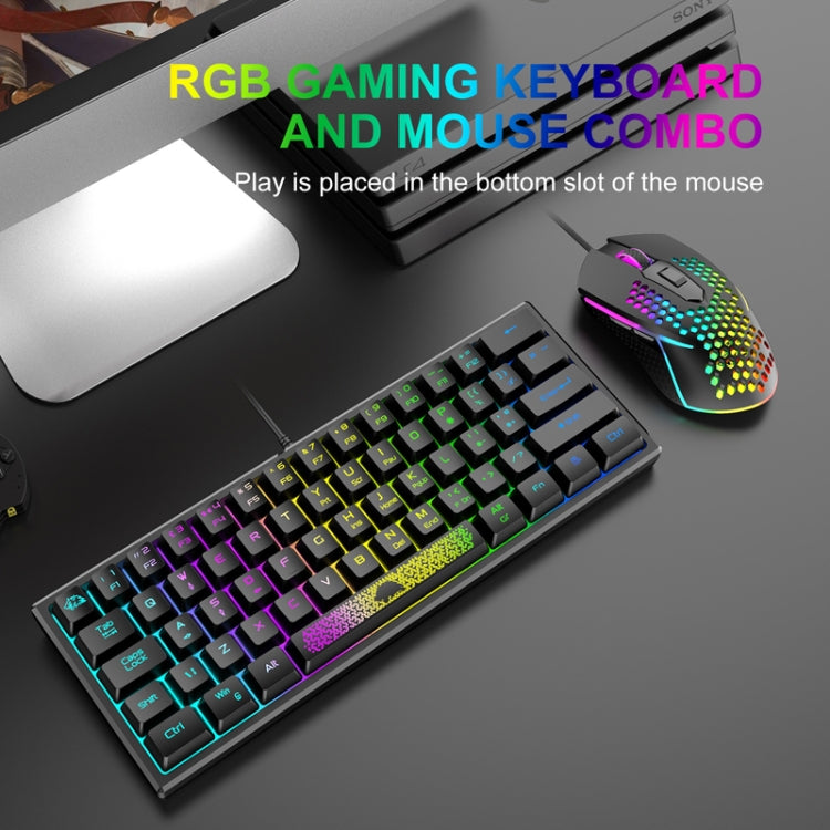 Проводная мини-клавиатура ZIYOU LANG K61 с 62 клавишами и RGB-подсветкой. Длина кабеля: 1,5 м.