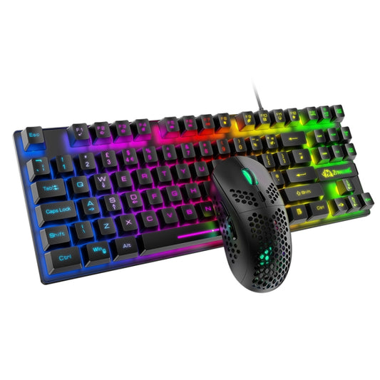 Комплект из игровой механической клавиатуры и мыши ZIYOU LANG T2 (88 клавиш, светящаяся), длина кабеля: 1,6 м