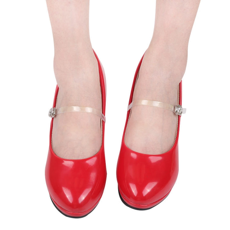 Transparent Silicone Invisible High Heels Leather Shoes Anti-Heel Laces