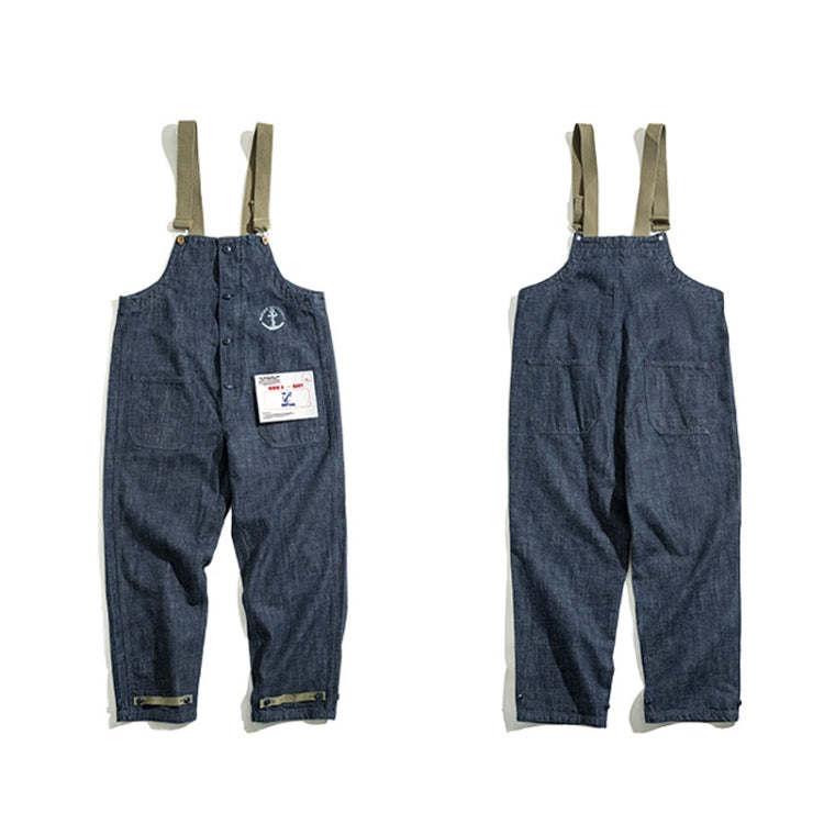 Men Vintage Deck Overalls Spring Autumn Washed Denim Straight Jeans