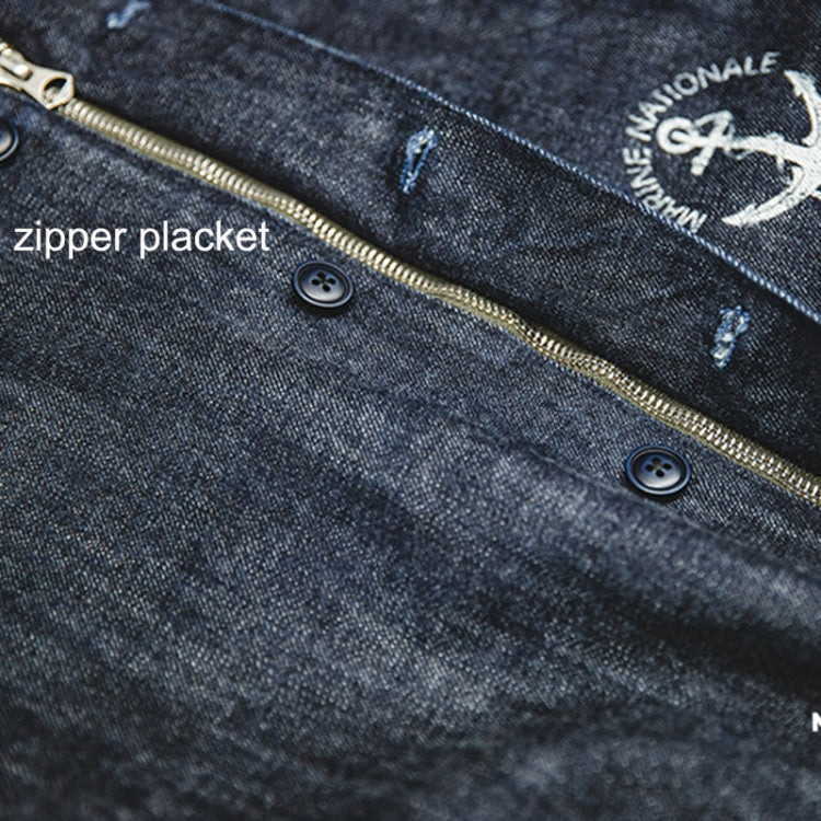 Men Vintage Deck Overalls Spring Autumn Washed Denim Straight Jeans