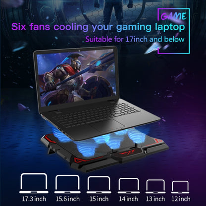 CoolCold  17inch Gaming Laptop Cooler Six Fan Two USB Port 2600RPM Laptop Cooling Pad