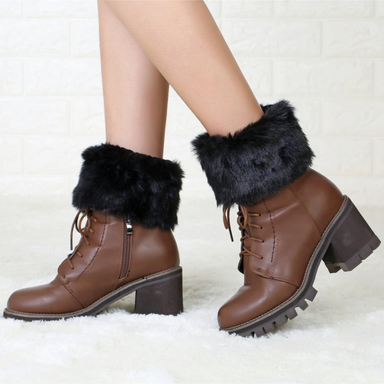 Ladies Short Type Flip Mouth Furry Warm Knit Socks Sleeve Boot Cover
