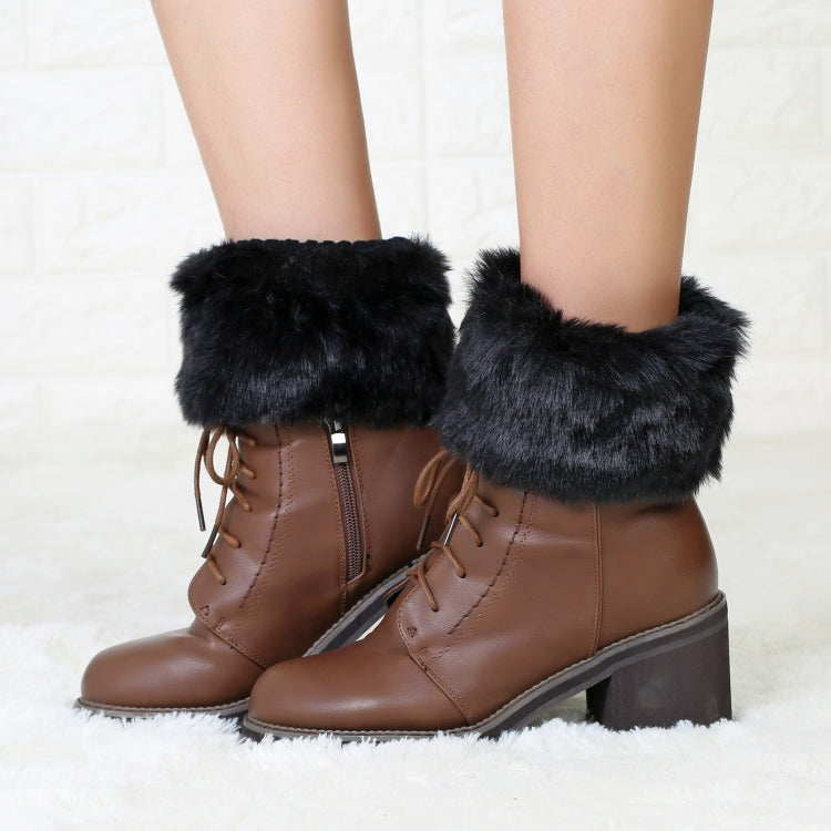 Ladies Short Type Flip Mouth Furry Warm Knit Socks Sleeve Boot Cover