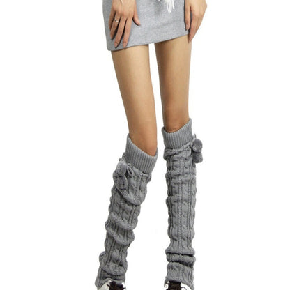 Ladies Winter Knitted Pile Up Socks Twist Over Knee Warm Boot Covers