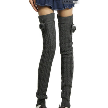 Ladies Winter Knitted Pile Up Socks Twist Over Knee Warm Boot Covers