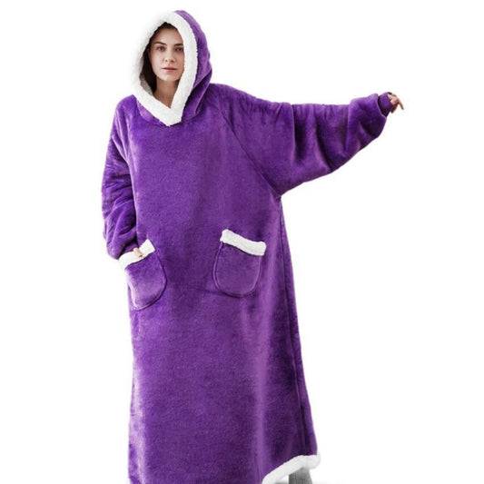 Wearable Flannel Blanket Hoodie for Adult Women and Men