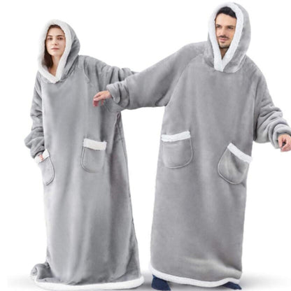 Wearable Flannel Blanket Hoodie for Adult Women and Men