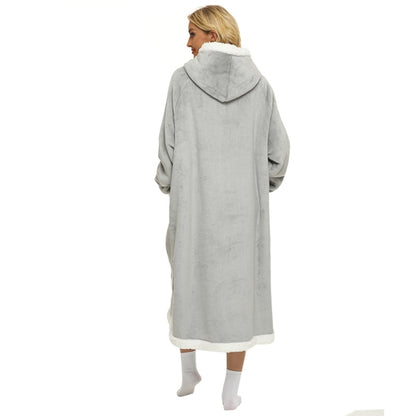 Wearable Flannel Blanket Hoodie for Adult Women and Men
