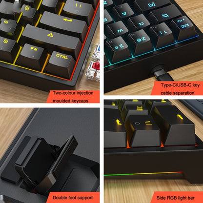 LEAVEN K620 61 Keys Hot Plug-in Glowing Game Wired Mechanical Keyboard, Cable Length: 1.8m