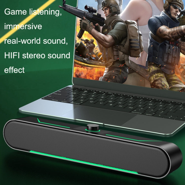 Светодиодные светящиеся стереоколонки HIFI для компьютера, длинные игровые проводные аудиосистемы