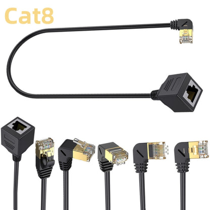Cat 8 10G Transmission RJ45 Male To Female Computer Network Cable Extension Cable, Straight Head 0.3m, Straight Head 0.6m, Straight Head 1m, Straight Head 1.5m, Up Bend 0.5m, Down Bend 0.5m, Left Bend 0.5m, Right Bend 0.5m