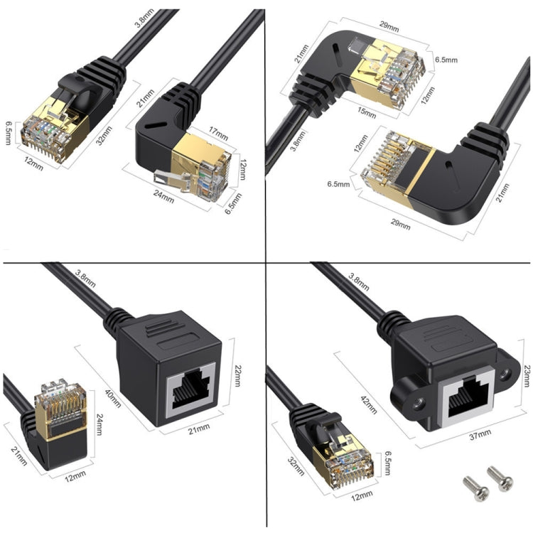 Cat 8 10G Transmission RJ45 Male To Female Computer Network Cable Extension Cable, Straight Head 0.3m, Straight Head 0.6m, Straight Head 1m, Straight Head 1.5m, Up Bend 0.5m, Down Bend 0.5m, Left Bend 0.5m, Right Bend 0.5m