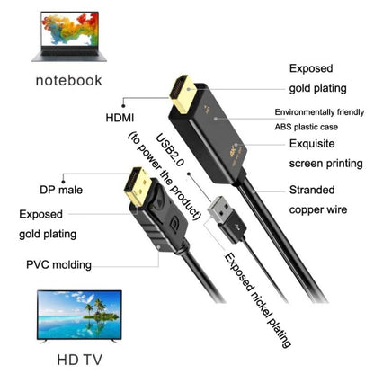 4K 60Hz HDMI To DP Adapter With Power Supply HD Converter