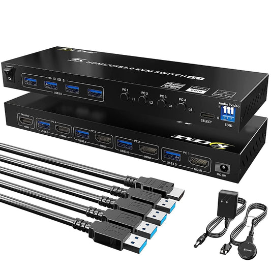 KVM401A 4 порта USB 3.0, общий коммутатор HDMI KVM, концентратор, общий преобразователь