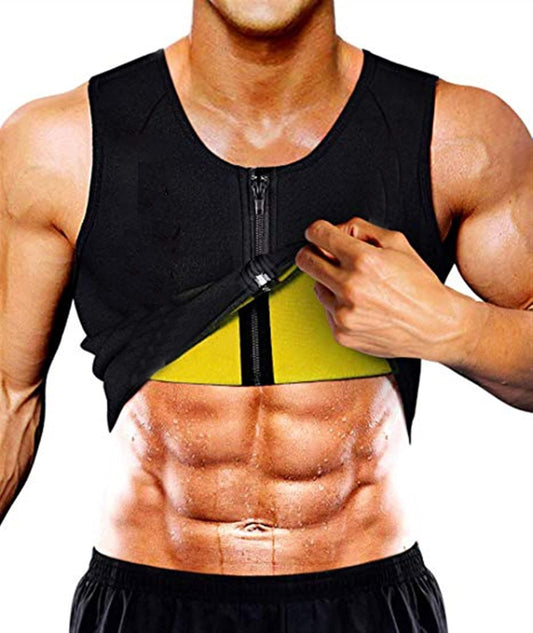 Men Fitness Corset Neoprene Sports Tummy Control Shapewear Zipper Tank Top Workout Wear