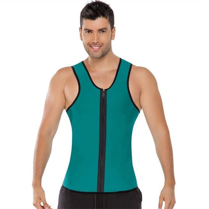 Men Fitness Corset Neoprene Sports Tummy Control Shapewear Zipper Tank Top Workout Wear
